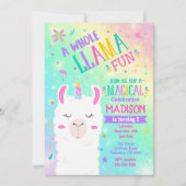 Llama Unicorn Anniversaire Invitation Magique (Devant)