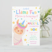 Llama Unicorn Anniversaire Invitation Magique (Debout devant)