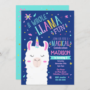 Llama Unicorn Birthday Invitation Magazine Party