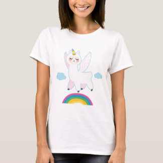 Llama Unicorn Flying T-shirt