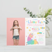 Llama Unicorn Llamacorn Foto van Birthday Kaart (Staand voorkant)