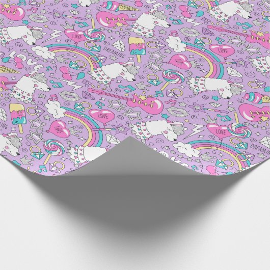 Llama Unicorn Wrapping Paper Cadeaupapier (Hoek)
