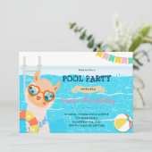 Llama unicorne piscine anniversaire invitation (Debout devant)