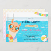 Llama unicorne piscine anniversaire invitation (Devant / Derrière)