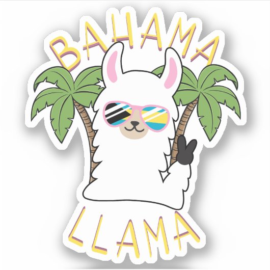 Llama Vacation Bahamas Sticker Cruise Bahamian (Devant)
