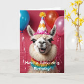 Llama Verjaardag Een lama-zing verjaardag! Kaart (Gele Bloem)