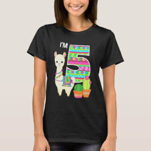 Llama verjaardag Ik ben 5 Boerderij Llama Thema 5e T-shirt