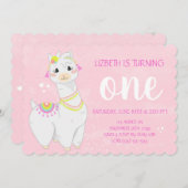 Llama Verjaardag Uitnodigingen | Fiesta-thema (Voorkant / Achterkant)