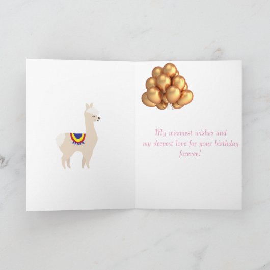 Llama verjaardag, Verjaardagsballonnen Kaart (Binnen)
