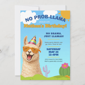 Llama Verjaardagsfeest Uitnodiging, Geen Prob-Llam Kaart