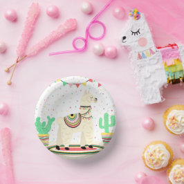 Llama Verjaardagsfeestje Papieren Borden Papieren Kommen