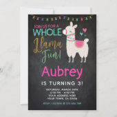 Llama verjaardagsuitnodiging - schoolbord kaart (Voorkant)