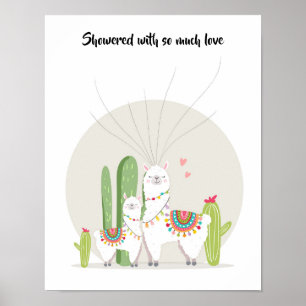 Llama Vingerafdruk Gastboek Fiesta Baby Shower Poster