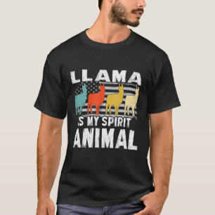 Llama Vintage Amerikaanse Vlag Geestdier T-shirt