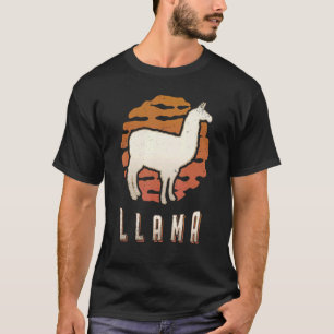 Llama Vintage Retro Klassiek Dier Zonsondergang T-shirt