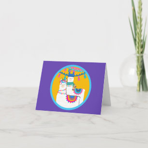 Llama Violet Bleu Jaune Coloré Merci