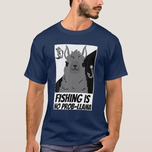 Llama Vist Funny Fisherman Llama Lover T-shirt (Voorkant)