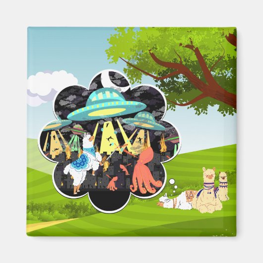 Llama vs Evil Squid Epic Space Battle Magneet (Voorkant)