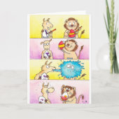 Llama VS Leeuw Pasen 2 wenskaart van N. Janes Kaart (Voorkant)