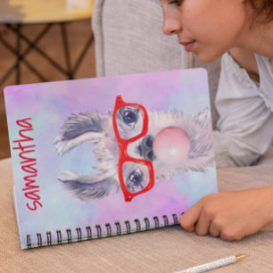 Llama Watercolor Malse Pruimroze Persoonlijk Notitieboek