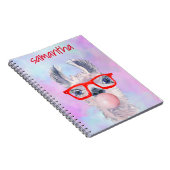 Llama Waterverf Cute Bubble Gum Personalized Notitieboek (Rechterzijde)
