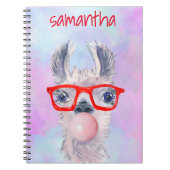 Llama Waterverf Cute Bubble Gum Personalized Notitieboek (Voorkant)