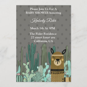 Llama Woodland Baby Shower Invitations Kaart