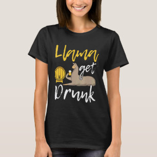 Llama Wordt Dronken Lama en Bierliefhebber Feestbe T-shirt