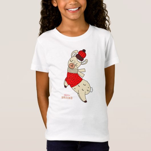 Llama World Cute Llama Naam gepersonaliseerd Kind T-shirt (Voorkant)