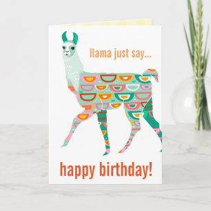 Llama Zeg gewoon Happy Birthday - Green Llama Card Kaart