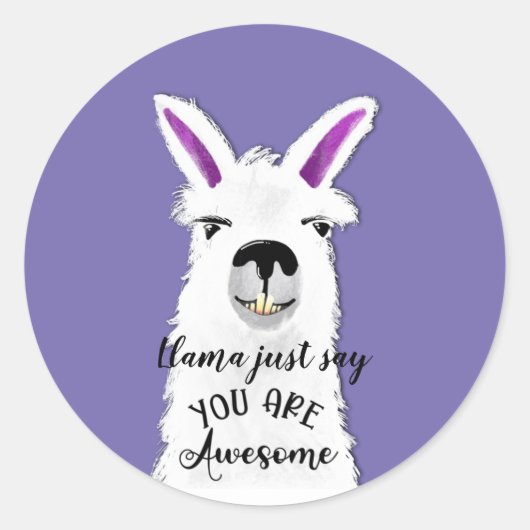 llama zegt alleen dat je geweldige vriendje kerami ronde sticker (Voorkant)