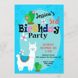 Llama zegt alleen maar Birthday Party uitnodiginge Kaart