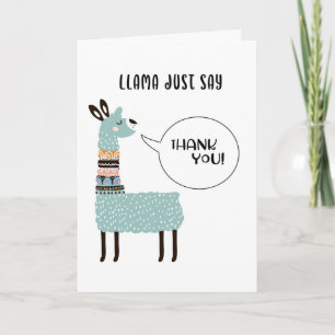 Llama zegt gewoon dank je wel bedankkaart