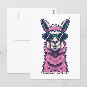 Llama zegt je Rock   eigenzinnige pose in zonnebri Briefkaart