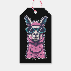 Llama zegt je Rock eigenzinnige pose in zonnebri Cadeaulabel