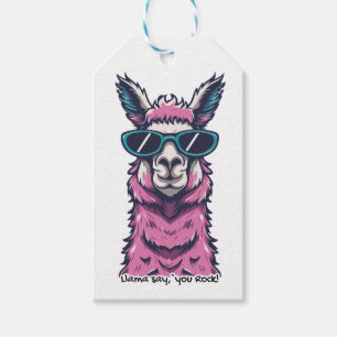Llama zegt je Rock eigenzinnige pose in zonnebri Cadeaulabel