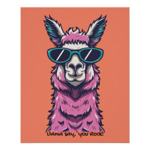 Llama zegt je Rock eigenzinnige pose in zonnebri Perfect Poster