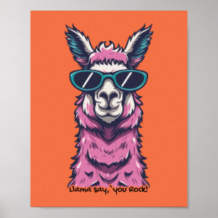 Llama zegt je Rock eigenzinnige pose in zonnebri Poster