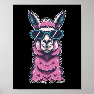 Llama zegt je Rock   eigenzinnige pose in zonnebri Poster