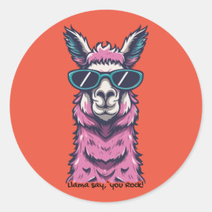 Llama zegt je Rock eigenzinnige pose in zonnebri Ronde Sticker