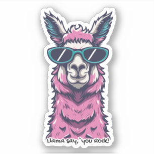 Llama zegt je Rock   eigenzinnige pose in zonnebri Sticker