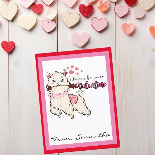Llama zijn je Valentijnse Kinderen Briefkaart