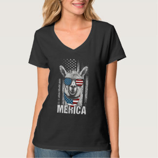 LLama Zonnebril Grappig Dier Amerikaanse Vlag Pa T-shirt