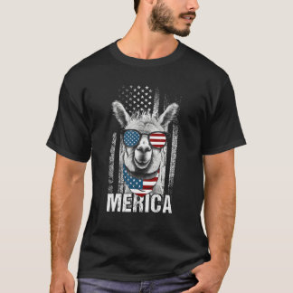 LLama Zonnebril Grappig Dier Amerikaanse Vlag Patr T-shirt
