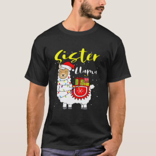 Llama Zus Lichten Kerstman Hoed Kerst Pyjama Match T-shirt