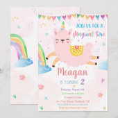 Llamacorn anniversaire invitation Anniversaire mag (Devant / Derrière)