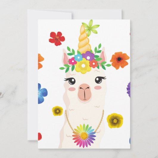 Llamacorn Blank Invitation 5x 7 carte (Devant)