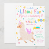 Llamacorn Magique Unicorn Invitation Anniversaire (Devant / Derrière)
