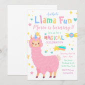 Llamacorn Magische Llama Kinder Kleurrijke Verjaar Kaart (Voorkant / Achterkant)