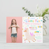 Llamacorn Photo magique Anniversaire Invitation (Debout devant)